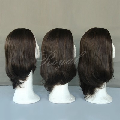 Super pretty hot selling brazilian virgin cuticle brown color high light stock jewish wig