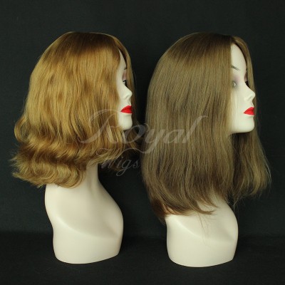 14 inch slight layer brazilian human hair orange blond jewish wigs