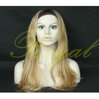 Best quality  highlight color Brazilian human hair sports wig with dark root jewish wig Kosher wigs